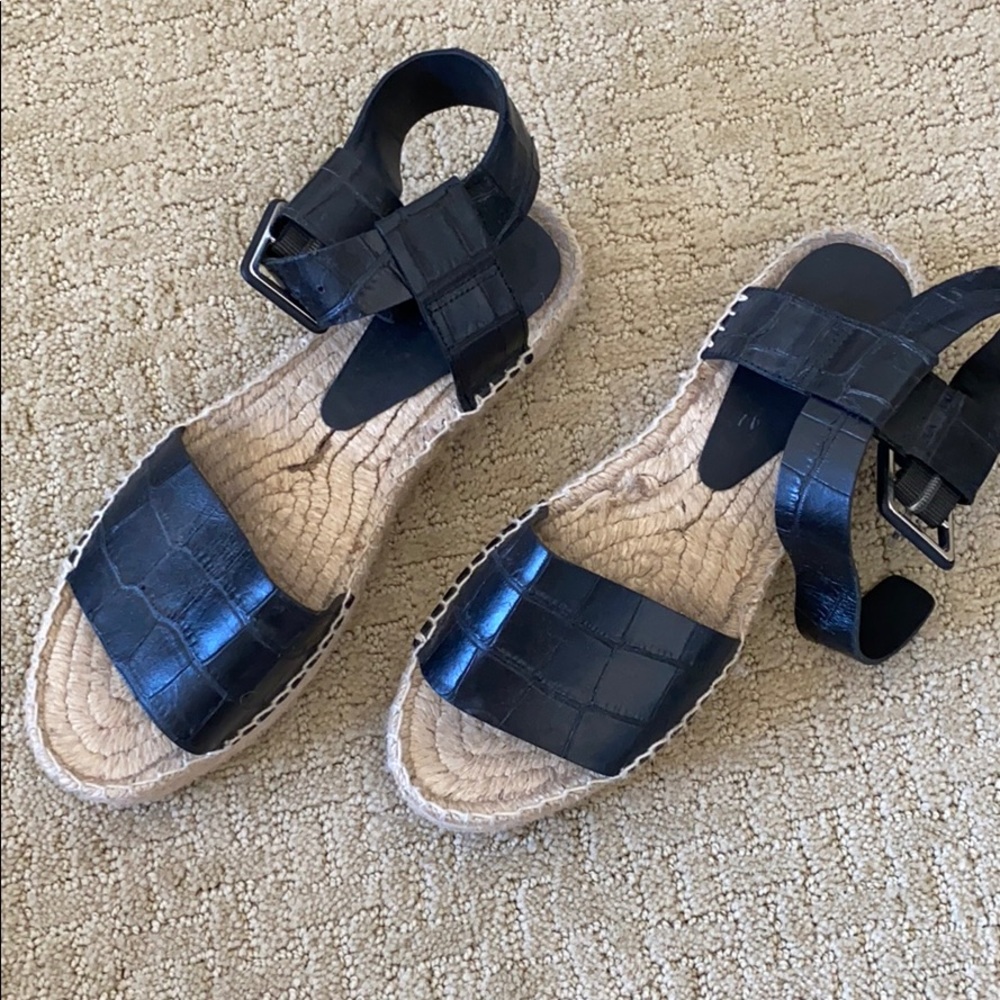 Vince Crocodile leather espadrille sandals